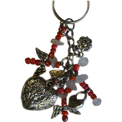 valentines day beaded keyring