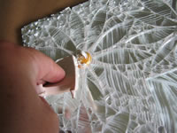 grouting daisy mirror mosaic