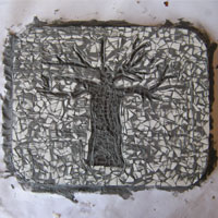 grouting on mosaic baobab tree