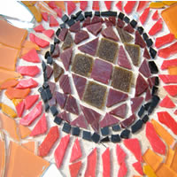 orange mosaic flower table top