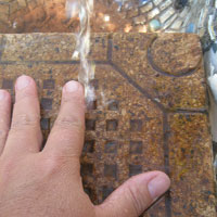 wash tile with water