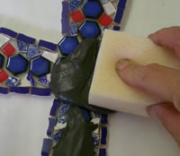 use sponge to spread grouting