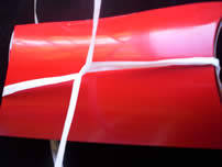 wrap raffia or ribbon around paper box