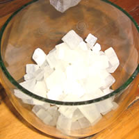 soap in glass bowl