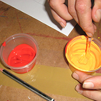 red and orange paint