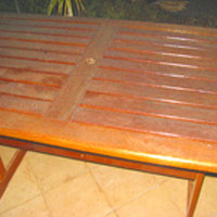 wooden patio table