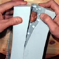 opening teh two piece silicone mould