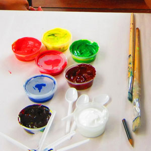 canvas painting paint and brushes