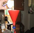 Pour the bicarb into the volcano bottle