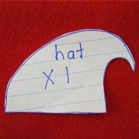 cut out hat from red felt