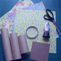 what you need to make a recycled toilet roll stationery holder