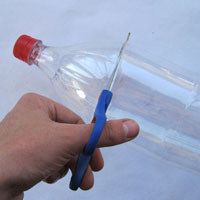 cut the top of the plastic coke bottle