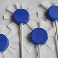 milk bottle lid lolly-pop flowers
