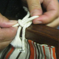 tie recycled cushion onto chair back
