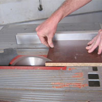 use table saw to trim chipboard
